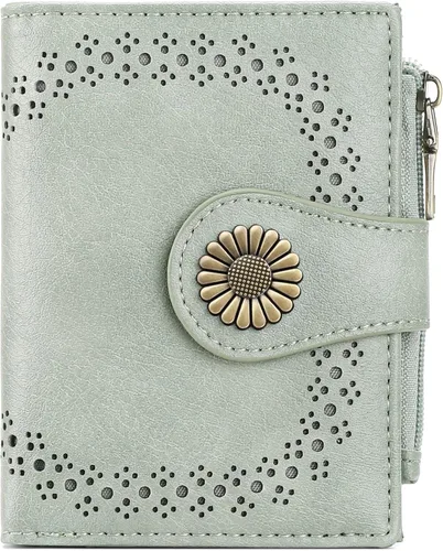 Miniatura 17 de SENDEFN - Carteras pequeñas para mujer, cartera compacta con bloqueo RFID, de cuero, plegable, con bolsillo para monedas y cierre, A-baby Azul