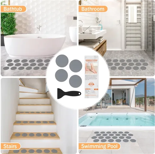 Miniatura 5 de Calcomanías antideslizantes para bañera, 24 calcomanías de ducha para tinas de baño seguras, calcomanías antideslizantes para bañera y rascador
