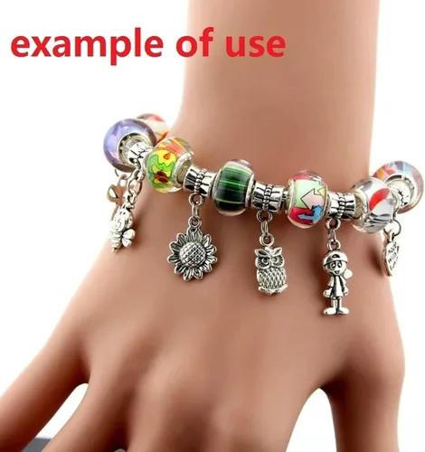 Miniatura 5 de Yeshan pulsera con cadena de serpiente y dijes, bañados en plata, con cierre de mosquetón clásico se adapta a todas las pulseras Chamilia, Troll