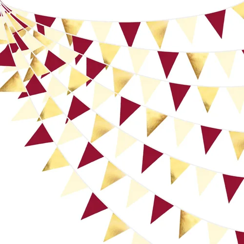 Miniatura 23 de Decoración de fiesta iridiscente de 33 pies, tela holográfica, banderín triangular, banderín de algodón, guirnalda de banderines para cumpleaños