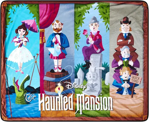 Spirit Halloween Disney - Manta de forro polar con retrato de La Mansión Embrujada, con licencia oficial, decoración de Halloween para interiores,