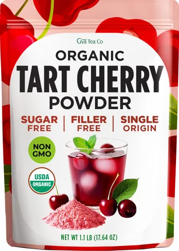 Gya Tea Co Polvo de extracto de cereza ácida orgánica de 1.1 libras (17.64 onzas), superalimento para hornear, té, licuados, sin OMG, sin azúcar,