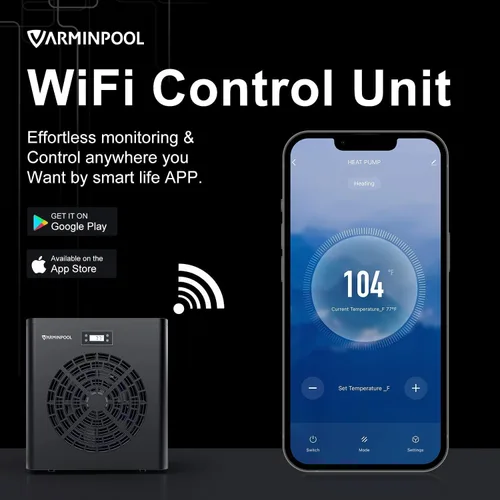 Miniatura 3 de Bomba de calor para piscina sobre el suelo de 16000 BTU, calentador de piscina para 5400 galones, control inteligente WiFi, intercambiador de calor