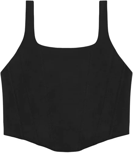 Miniatura 4 de REORIA - Camiseta corta sin mangas con cuello cuadrado sexy para mujer