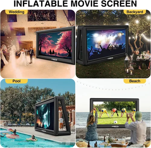 Miniatura 7 de Pantalla de Proyector Inflable, Pantalla de Película Inflable de 30 Pies para Exteriores, Diseño de Una Pieza de Fácil Instalación con Proyección