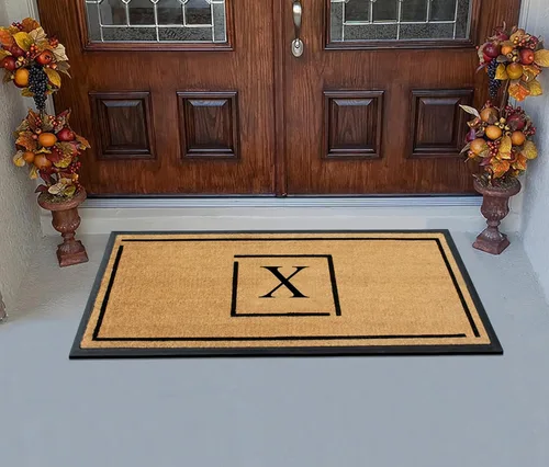 Miniatura 4 de A1HC - Tapete de puerta con monograma de fibra de coco natural para puerta delantera, 24 x 48, felpudo duradero tratado anti-desprendimiento
