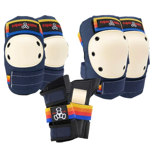 Triple Eight Juego de 3 Protectores de la Serie Saver - Ideal para Monopatín, Patinaje en Línea, Patinaje sobre Ruedas y Ciclismo Playa Pací