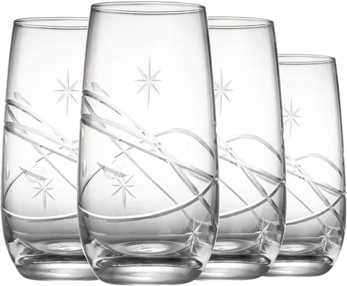 Miniatura 8 de SHOSHIN - Vasos de alta calidad cortados a mano – 17 onzas Juego de 4, vasos de cristal premium sin plomo con patrón clásico, perfectos para agua