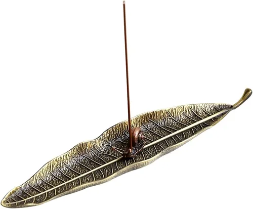 Miniatura 3 de Quemador de incienso de hojas y caracoles, juego de soporte para incienso con colector de cenizas de incienso, soporte para varillas de incienso