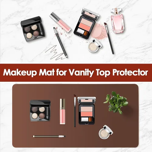 Miniatura 2 de Alfombrilla de maquillaje para tocador para proteger la parte superior del escritorio de 23.6 x 11.8 pulgadas, tapete de maquillaje de doble cara