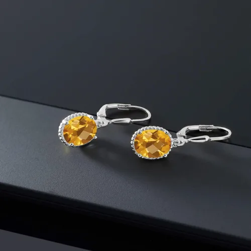 Miniatura 131 de Gem Stone King Aretes colgantes de gota para mujer, plata de ley 925, piedra natal ovalada de 0.354 x 0.276 in, joyería fina, regalos para ella