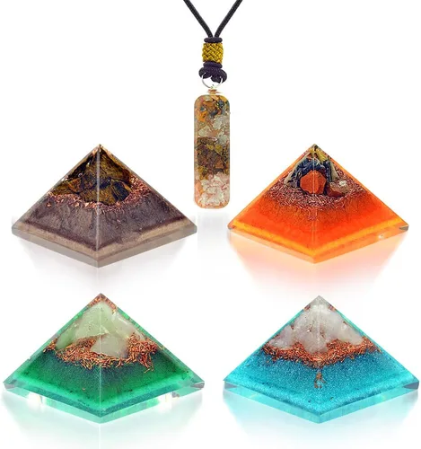 Miniatura 10 de 7 mini pirámides para autocuidado, armonía, meditación, yoga, espiritualidad, decoración de cristal, espacio de trabajo de equilibrio hecho de Juego