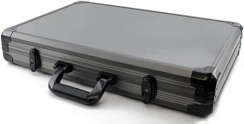 Versa Games Estuche de fichas de póquer de lujo de 1000 piezas en color gris, reforzado, fuerte y resistente diseño