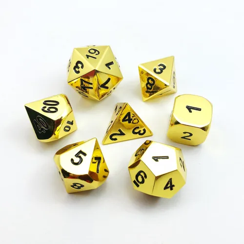 Miniatura 10 de Bescon Antiguo Latón Sólido Metal Poliédrico D&D dados Set de 7 cobre antiguo Metal RPG Juego de rol Juego de dados 7pcs Set
