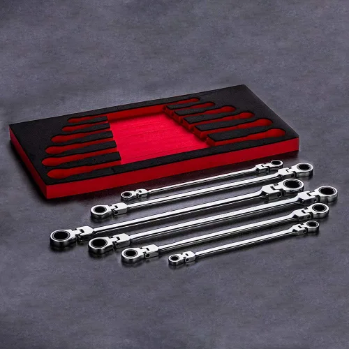 Miniatura 7 de BULLTOOLS - Juego de llaves de trinquete extralargas (6 piezas, acero cromado vanadio, 72 dientes, con métricas, 8mm - 19mm/0.315 in a 0.748 in)