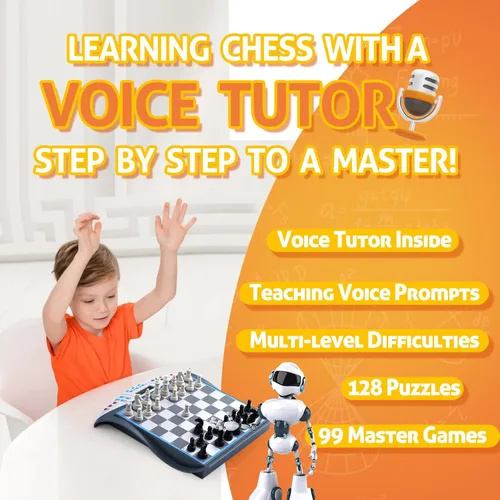 Miniatura 4 de Talking Chess Master - Juego de ajedrez electrónico con clasificación ELO de 2000, ideal para entrenamiento de estrategia cerebral, juego