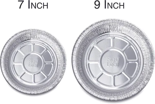 Miniatura 6 de Fig & Leaf Paquete de 45 sartenes redondas de aluminio prémium de 9 pulgadas con tapas de cúpula de plástico, lata de aluminio desechable para asar