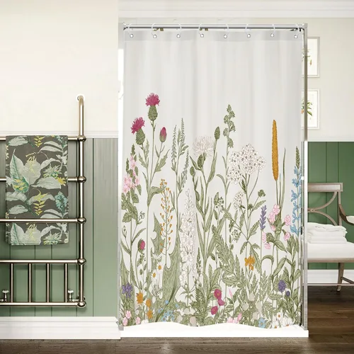 Miniatura 23 de Riyidecor - Cortina de ducha con estampado de flores silvestres para decorar un baño pequeño o una ventana, 36 pulgadas de ancho x 72 pulgadas