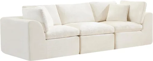 Miniatura 8 de Sofás de nube beige para sala de estar, sofá deshuesado de 3 plazas, sofá modular seccional, no requiere montaje, tapizado de chenilla, moderno