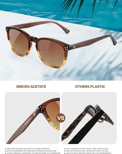 Miniatura 35 de Gafas de sol polarizadas para mujer con protección UV para mujer, a la moda, grandes sombras con marco de acetato BC2110