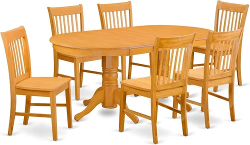 Miniatura 10 de East West Furniture VANO5-OAK-C - Juego de comedor de 5 piezas que incluye una mesa de comedor ovalada con hoja de mariposa y 4 sillas de cocina