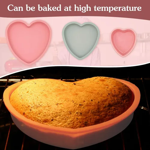Miniatura 6 de 3 moldes de silicona en forma de corazón, moldes antiadherentes de silicona para tartas de 3 capas para hornear, moldes para tartas de queso