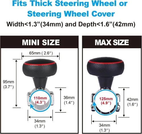 Miniatura 3 de Hypersonic Pomo giratorio grande para volante, bola giratoria para volante de vehículo, perilla suicida duradera para automóvil, SUV, camiones, Rojo