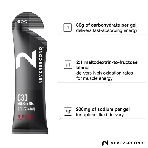 Miniatura 3 de Neversecond Gel energético C30, nutrición y hidratación para el rendimiento, gel de energía Never2 para ultra triatlones, ciclismo y maratones