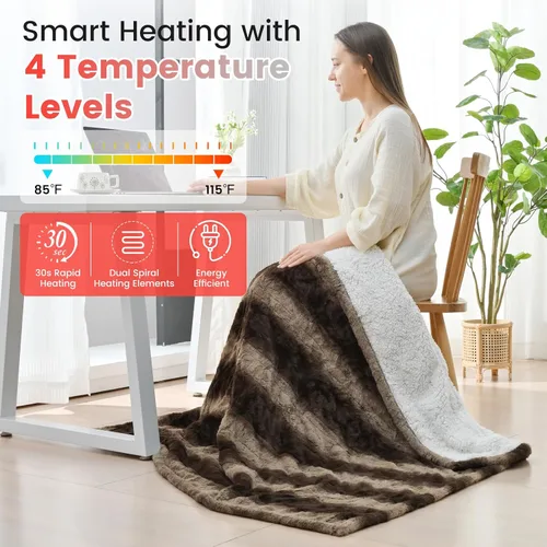 Miniatura 4 de Sunable Manta Eléctrica con Calefacción - Manta de Calefacción Suave y Cómoda Lavable a Máquina con 4 Configuraciones de Calor 50×60 pulgadas
