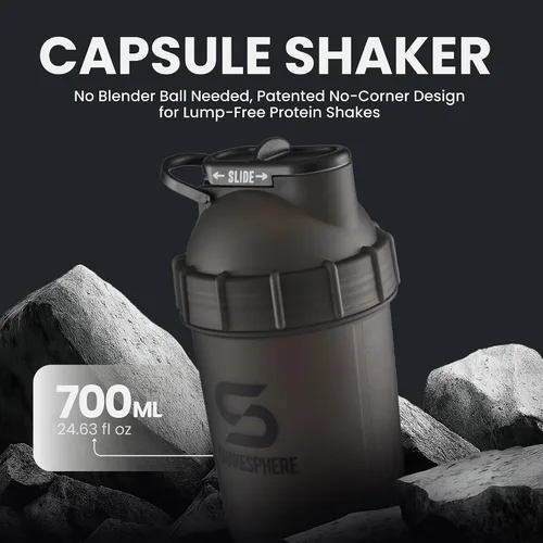 Miniatura 2 de SHAKESPHERE Botella mezcladora - Botella mezcladora de proteínas a prueba de fugas de 24 oz para antes del entrenamiento, batidos y mezclas de Negro