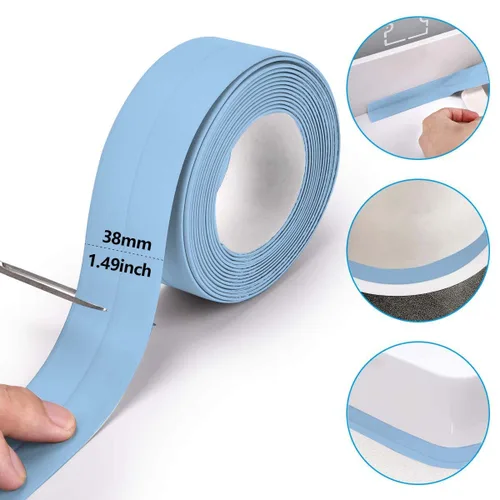 Miniatura 2 de Cinta selladora para calafateo de baño y cocina, cinta adhesiva de PVC para sellar la bañera y las paredes, sellador para azulejos de ducha (azul)