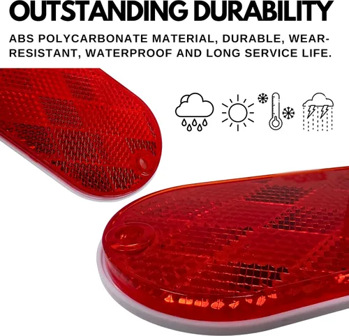 Miniatura 3 de All Star Truck Parts Reflectores ovalados rojos/ámbares autoadhesivos o con montaje para taladrar, montaje rápido SAE 13 DOT (Rojo, 6)