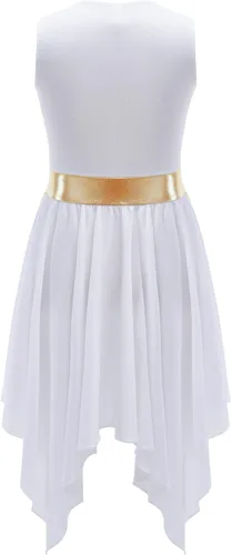 Miniatura 4 de CHICTRY Vestido de baile lírico sin mangas asimétrico para niñas, disfraz de adoración litúrgica contemporánea