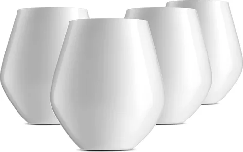 Godinger Copas de vino, copas de vino sin tallo, copas de vino tinto, vasos para beber, copa de vino sin tallo de fabricación europea, color blanco,
