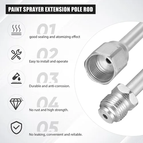 Miniatura 3 de 3 piezas de barra de extensión de punta de rociador de pintura sin aire para pistola de pintura sin aire con protector rojo (12, 20, 29.95 pulgadas)
