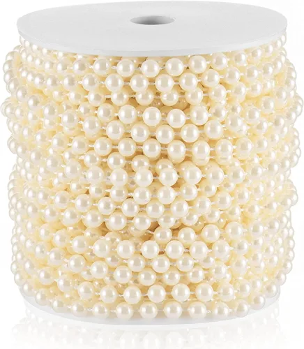 Miniatura 14 de Guirnalda de Perlas de 10MM, 10.06 Metros de Cadena de Perlas de Imitación Dorada, Rollo de Hilo para Decoración de Boda y Fiesta, Adornos