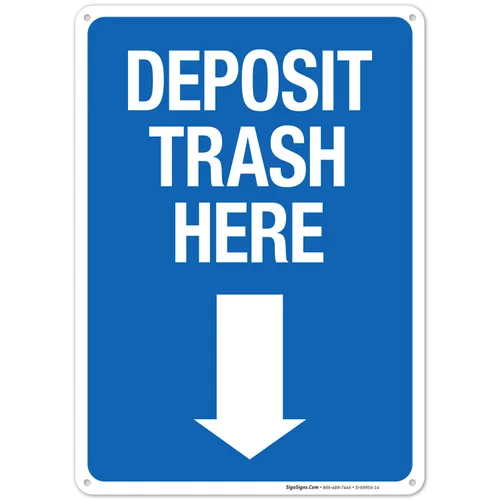 Miniatura 11 de Deposit Trash Here con letrero de flecha hacia abajo, (SI-69956) 10 x 7 pulgadas, calcomanías de vinilo de 4 mil, resistentes a la intemperie