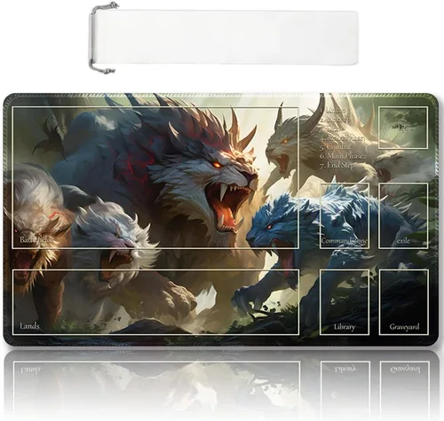 Miniatura 40 de Tapete de Juego MTG Premium Cosido con Zonas y Respaldo de Goma Antideslizante - Tapete de Juego TCG para MTG y Otros Juegos de Cartas - Diseño Dkt