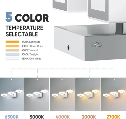 Miniatura 3 de Moderna lámpara LED de baño sobre el espejo, 3 luces regulables de tocador, lámpara de tocador de baño de acrílico cromado, ajustable de 2700 K-6500
