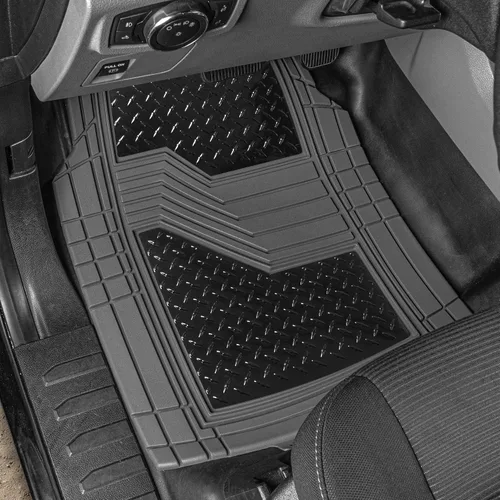 Miniatura 4 de CAT® Alfombrillas de goma resistentes de acero con diamantes y forro de maletero de carga para automóviles, camiones, SUV, camionetas, sedanes, gris
