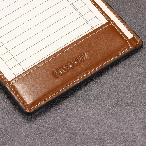 Miniatura 7 de HISCOW Bloc de notas y cuaderno de bolsillo de cuero italiano, bloc de notas de 3 x 5 con soporte seguro para bolígrafo, organizador de notas marrón