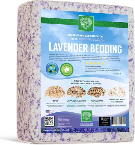 Miniatura 3 de Small Pet Select - Ropa de cama de papel blanco con lavanda natural real. Para conejos, conejillos de indias y otros animales pequeños, 56 L