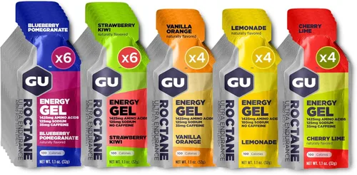 GU Energy Roctane Ultra Endurance Gel Energizante, Vegano, Sin Gluten, Kosher y Sin Lácteos, Nutrición Deportiva Para Correr, Andar en Bicicleta,