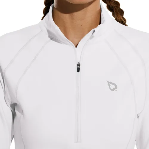 Miniatura 4 de baleaf Chaqueta de forro polar para mujer con media cremallera para clima frío, camisetas térmicas, tops atléticos para entrenamiento de invierno