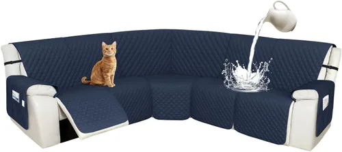 Miniatura 56 de Arfntevss Fundas de sofá modular reclinable, 100% impermeable, en forma de L, para sillón reclinable en forma de L, funda seccional lavable