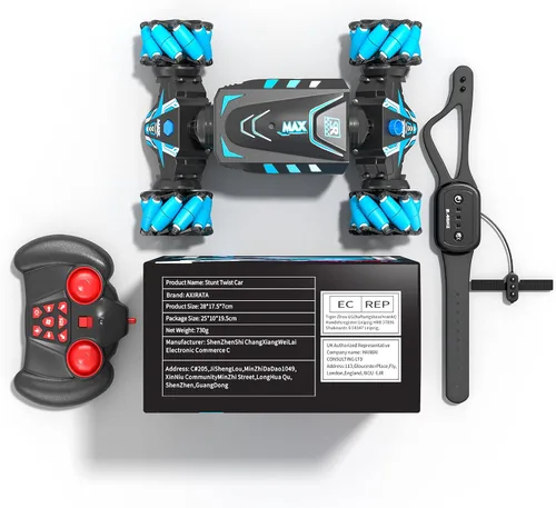 Miniatura 9 de Axirata - Coche de control remoto controlado a mano, coche de acrobacias RC con gestos con spray, luces y música para niños de 6 a 13 años, 4WD