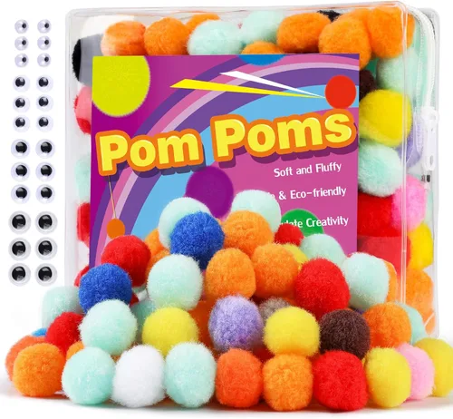 Miniatura 11 de Veroave Pompones azul oscuro, 150 pompones de 1 pulgada para manualidades, bolas de soplo, artes y manualidades, para decoración de manualidades