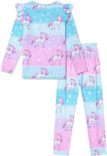 Miniatura 2 de Jxstar Conjunto de pijama para niñas, ropa de dormir de algodón para otoño e invierno