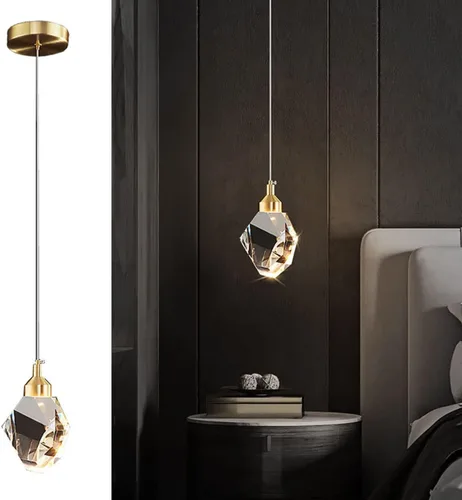 Lámpara colgante moderna de cristal, lámpara colgante LED de 3 colores, lámpara colgante de techo de oro de altura ajustable, para cocina, isla,