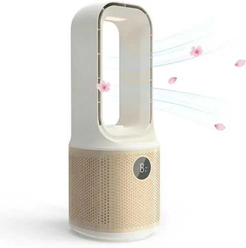 Miniatura 10 de Ventilador de escritorio, pequeño ventilador silencioso sin aspas con ajuste de 9 velocidades y 3 modos de luz, recargable por USB de 14 pulgadas